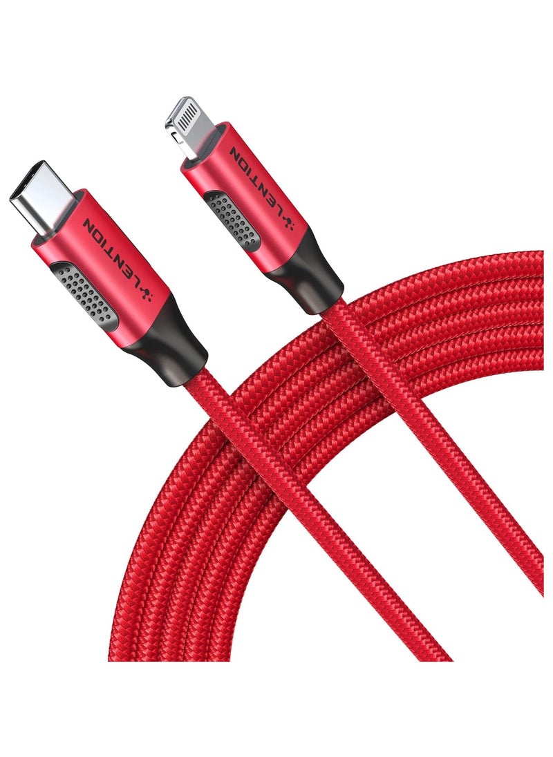 Lention USB-C to Lightening Charging Cable 6ft(2M) & Stable Driver Certified iPhone 12 Pro Charger Cord Compatible with iPhone 12/12 Mini/12 Pro/11 Pro Max/X/XS/XR/8/SE, iPad 8th-(CLA-Red)