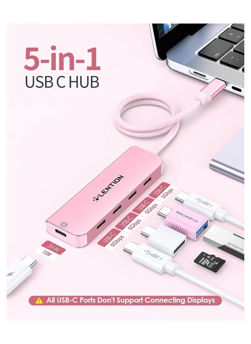 LENTION USB C Hub, 2FT Long Cable USB C Hub Multiport Adapter, USB C Splitter, USBC hub, USB Type C Hub, USB C to USB C Hub with 4 USBC Port&Type C Power Supply Port for MacBook Pro/Mac Air/iMac, More