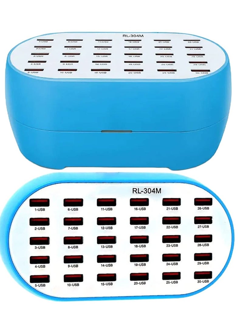 USB Charger, 30 Port 160W(30A) USB Charging Station Multi Port USB Hub Charger with Smart Detect for Multiple Devices Smartphones Tablets and Other Electronics