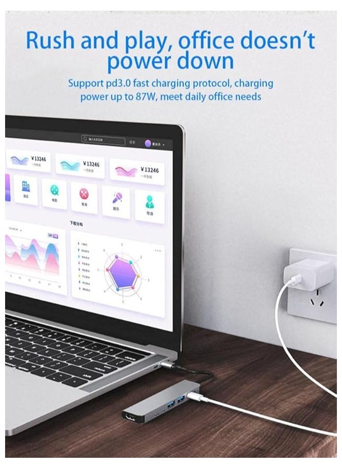 Type c Hub Adapter, 8 in 1 USB Type C Network Hub, Type C Hub with Ethernet Port, 1 4K HDMI, 2 USB 3.0 Ports, and SD Card Reader,Hub for MacBook and other USB-C laptops