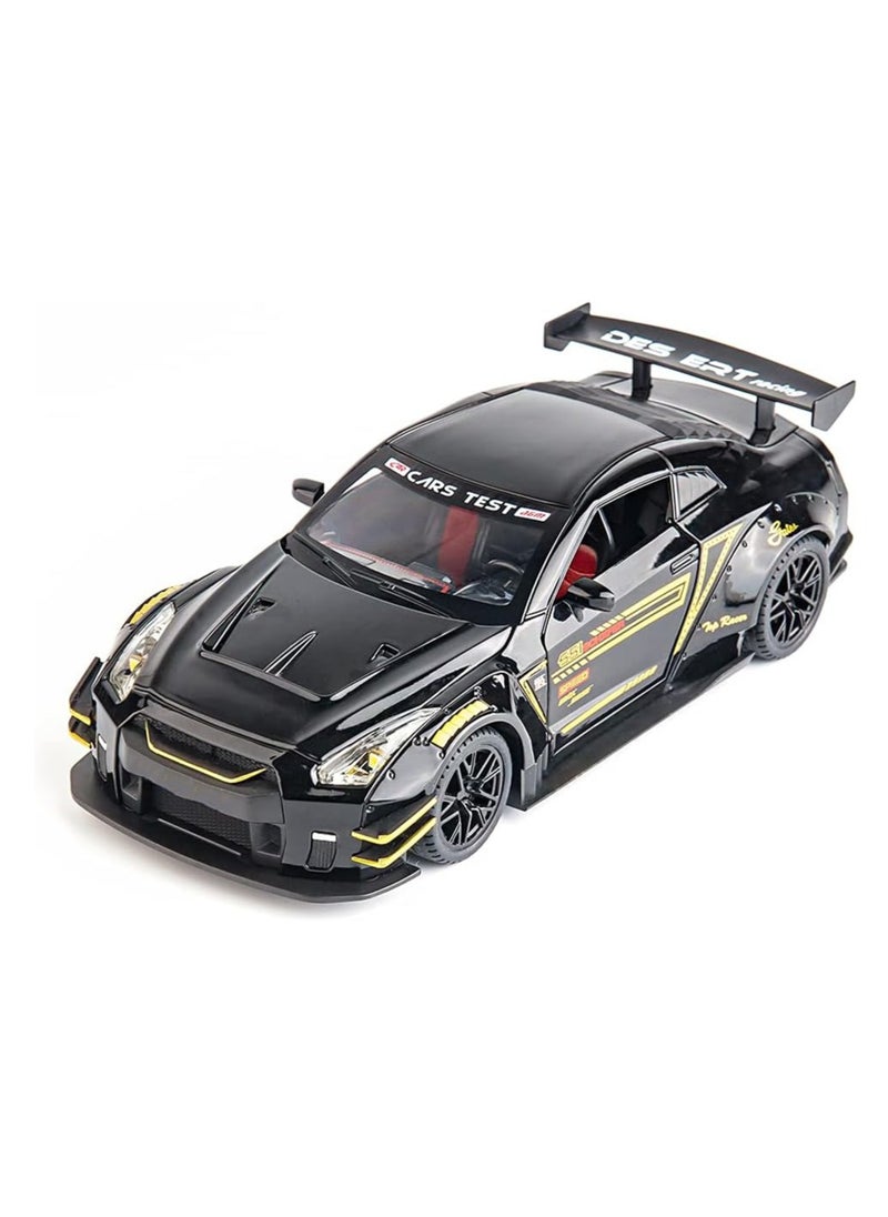 1:24 Scale Door Openable Simulation GTR R35 Sports Diecast Zinc Alloy Pull Back Collectible Toy Car with Sound and Light