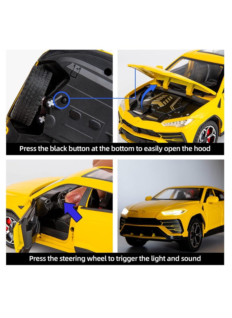 Pull Back Action Door Openable 1:24 Scale  Alloy Sports Car Model Diecast Metal Vehicles with Simulation Sound and Light