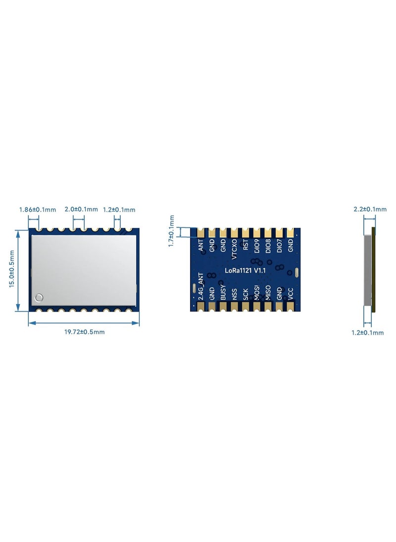 LoRa1121 Ultra-Low-Power 160mW LR1121Chip Long Distance 433MHz and 2.4GHz Dual-Band Communication Module x 2 PCS