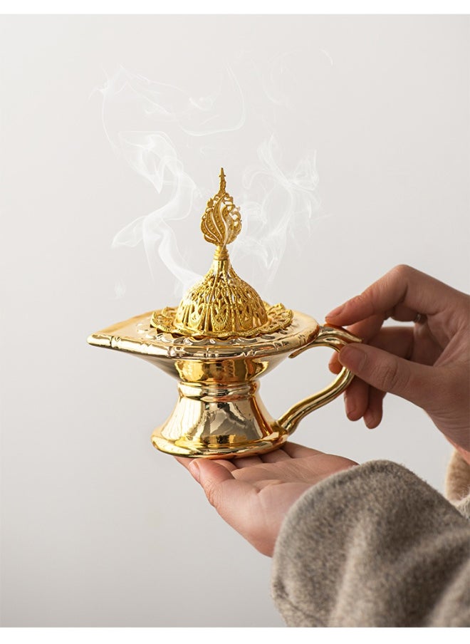 Vintage Aladdin Magic Genie Lamp Charcoal Incense Burners  Wishing Light For Home Tabletop Decoration, Party, Birthday Delicate Gift