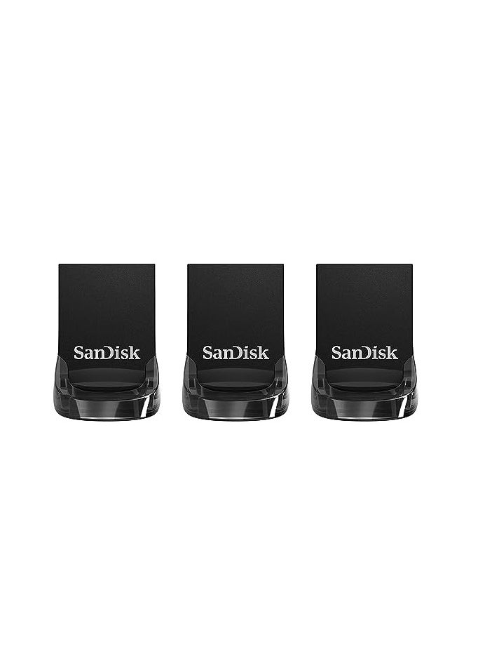 SanDisk 32GB 3 Pack Ultra Fit USB 3.1 Flash Drive 3x32GB SDCZ430 032G G46T, Black, 32GB (3-Pack)