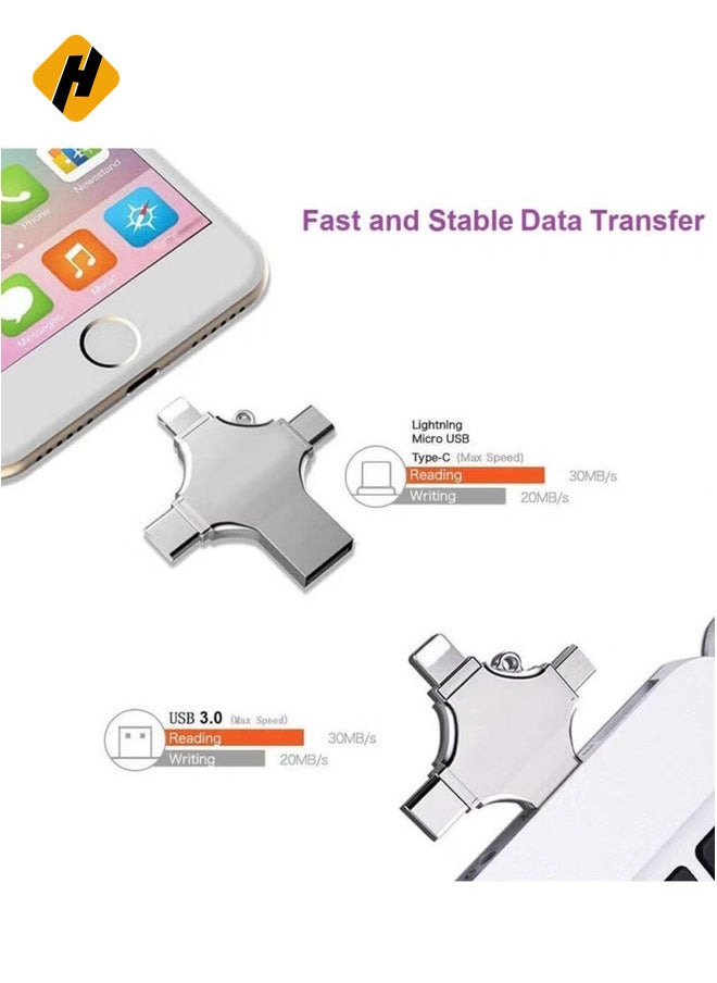 High Speed 4 In 1 Multi-function OTG USB Flash Drive Type-C Pen drive 3.0 Memory Disk For iPad Android iOS PC 64G