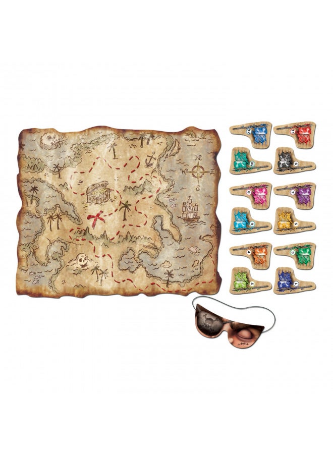 Pirate Treasure Map Party Game (mask & 12 flags included) Party Accessory (1 count) (1/Pkg)