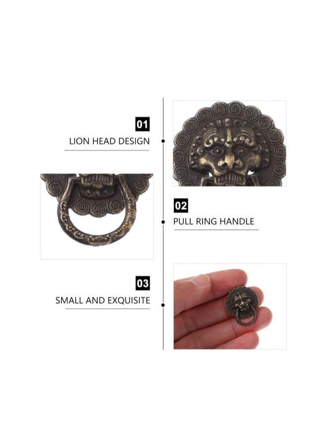 24pcs 20mm Antique Ring Pull Handles Bronze Lion Head Cabinet Pull Handles Knob Drawer Dresser Drop Pull Handles Furniture for Cupboard Closet Wardrobe