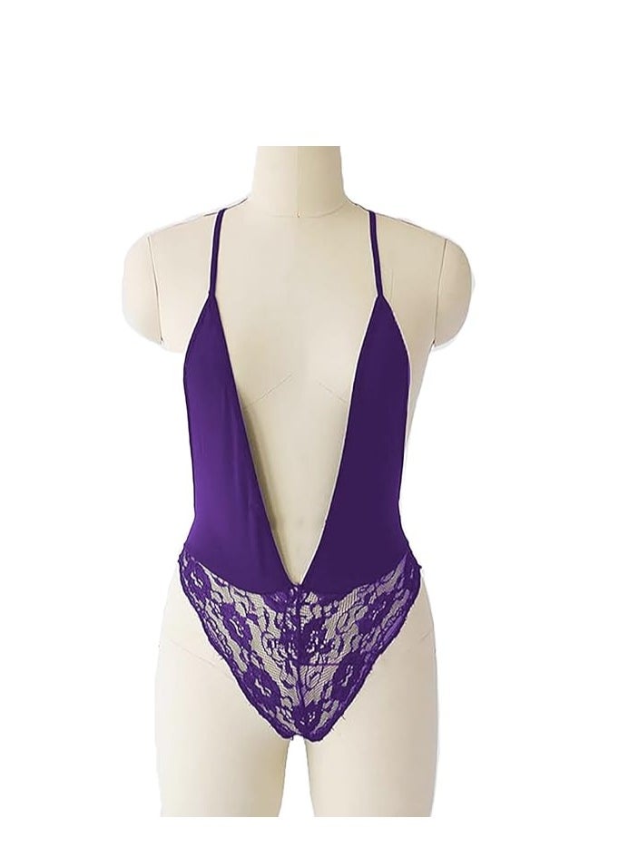 Accessorize Kingdom Women Lingerie Polycotton Deep V Neck Lace Nightwear