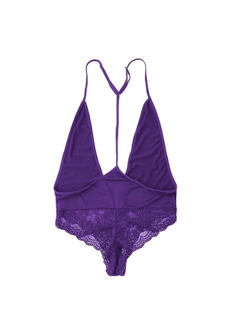 Accessorize Kingdom Women Lingerie Polycotton Deep V Neck Lace Nightwear