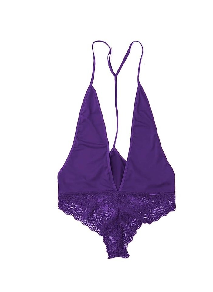 Accessorize Kingdom Women Lingerie Polycotton Deep V Neck Lace Nightwear