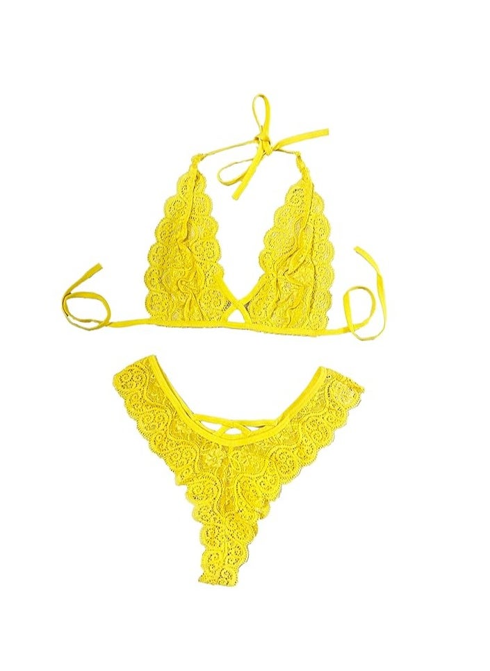 Accessorize Kingdom Women Cross Style Lace Lingerie Set