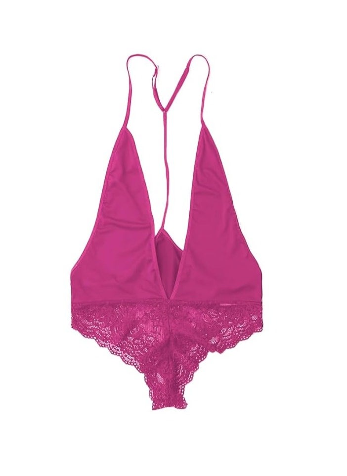 Accessorize Kingdom Women Lingerie Polycotton Deep V Neck Lace Nightwear