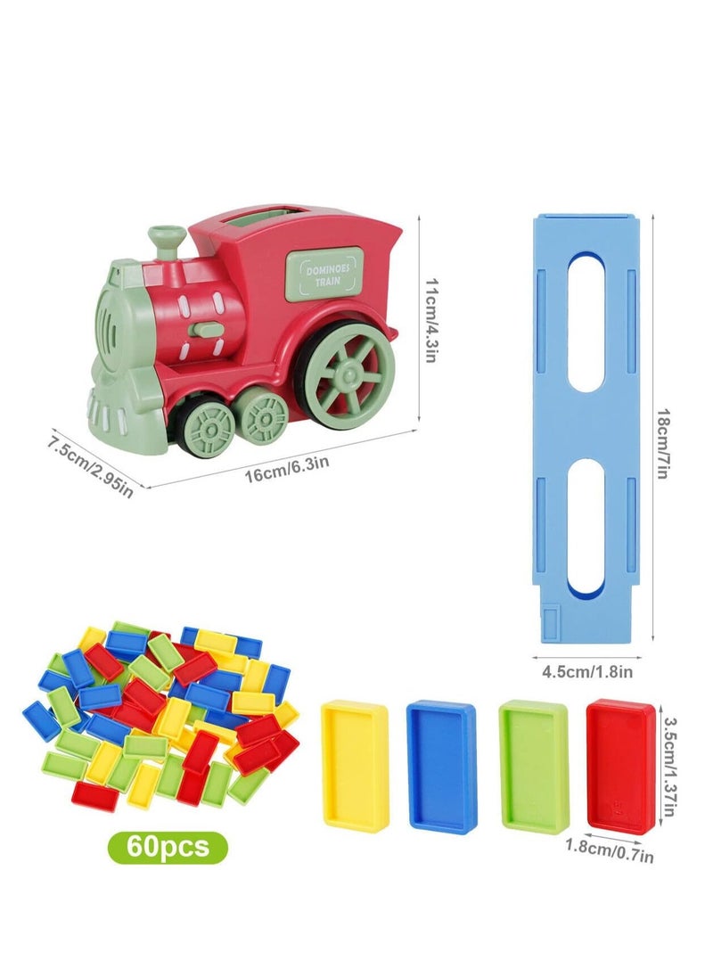 Electric Train Domino Set Educational Train Toy Set with 60 Pieces Domino Preschool Educational Toy Gaming Gift for Children 3 years of age Electric Train Domino Set Educational Gaming Set for Children Toy Train Set With Dominoes