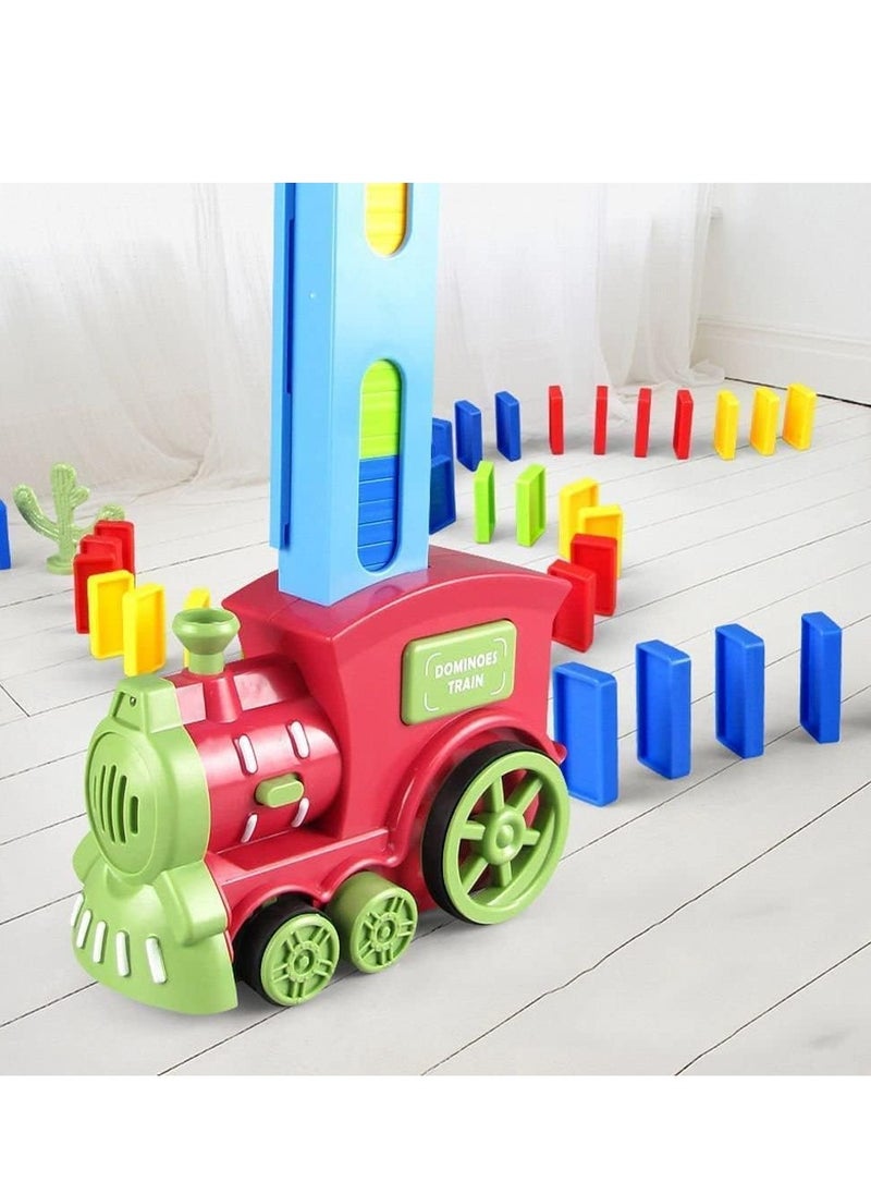 Electric Train Domino Set Educational Train Toy Set with 60 Pieces Domino Preschool Educational Toy Gaming Gift for Children 3 years of age Electric Train Domino Set Educational Gaming Set for Children Toy Train Set With Dominoes