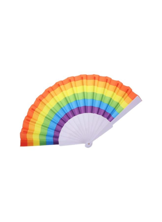 Rainbow Fan 2pcs Rainbow Hand Fan Folding Plastic Rainbow Fans for DIY Painting 23cm Vertical and Arc Stripes Hand Fan Foldable