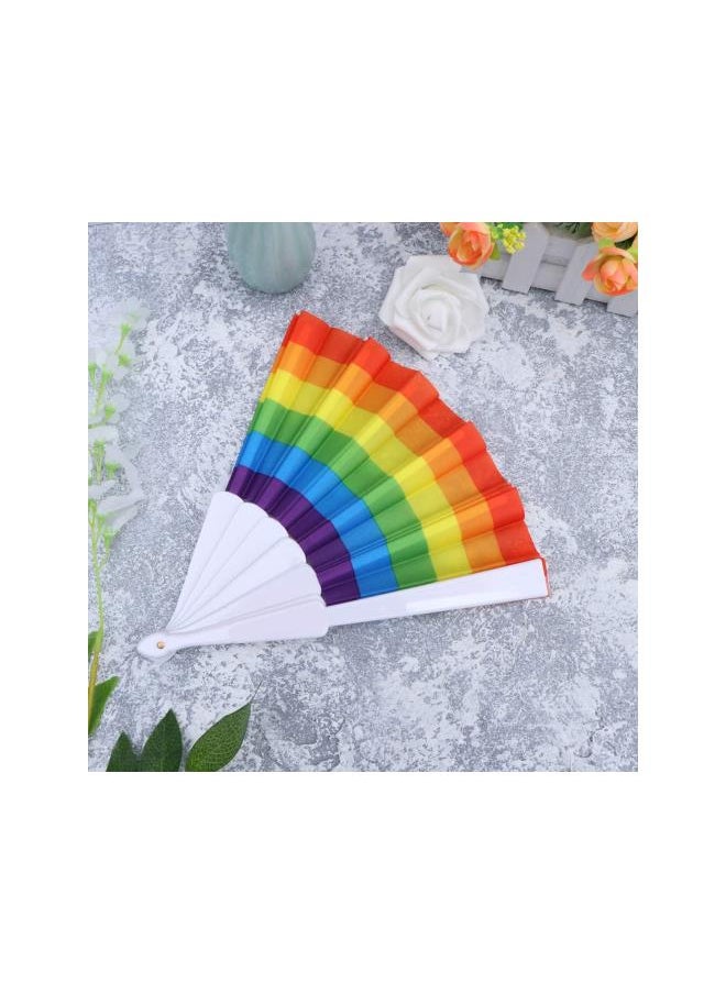 Rainbow Fan 2pcs Rainbow Hand Fan Folding Plastic Rainbow Fans for DIY Painting 23cm Vertical and Arc Stripes Hand Fan Foldable