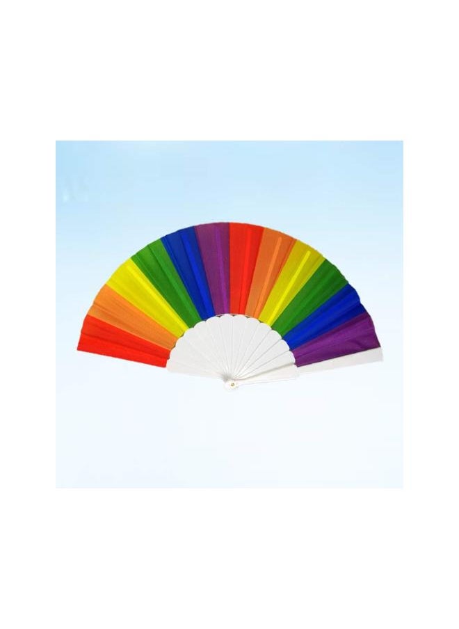 Rainbow Fan 2pcs Rainbow Hand Fan Folding Plastic Rainbow Fans for DIY Painting 23cm Vertical and Arc Stripes Hand Fan Foldable