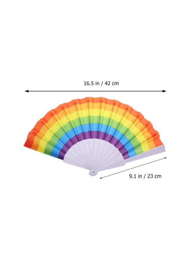 Rainbow Fan 2pcs Rainbow Hand Fan Folding Plastic Rainbow Fans for DIY Painting 23cm Vertical and Arc Stripes Hand Fan Foldable