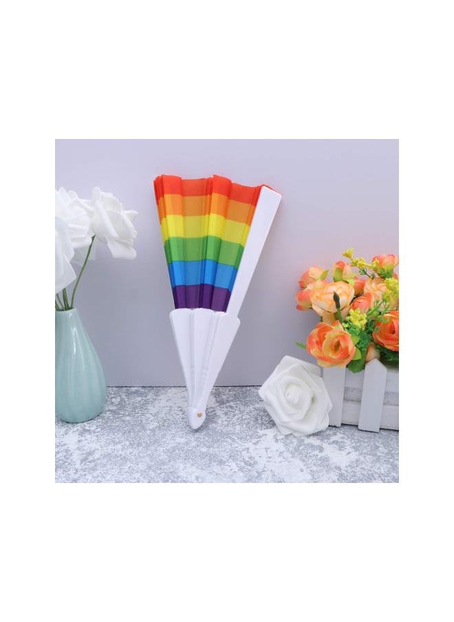 Rainbow Fan 2pcs Rainbow Hand Fan Folding Plastic Rainbow Fans for DIY Painting 23cm Vertical and Arc Stripes Hand Fan Foldable