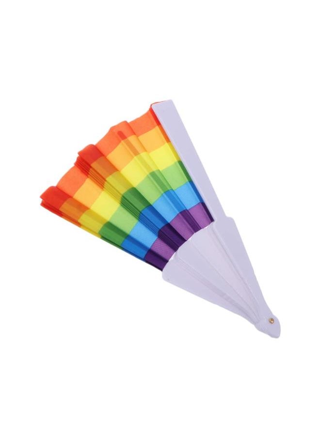 Rainbow Fan 2pcs Rainbow Hand Fan Folding Plastic Rainbow Fans for DIY Painting 23cm Vertical and Arc Stripes Hand Fan Foldable