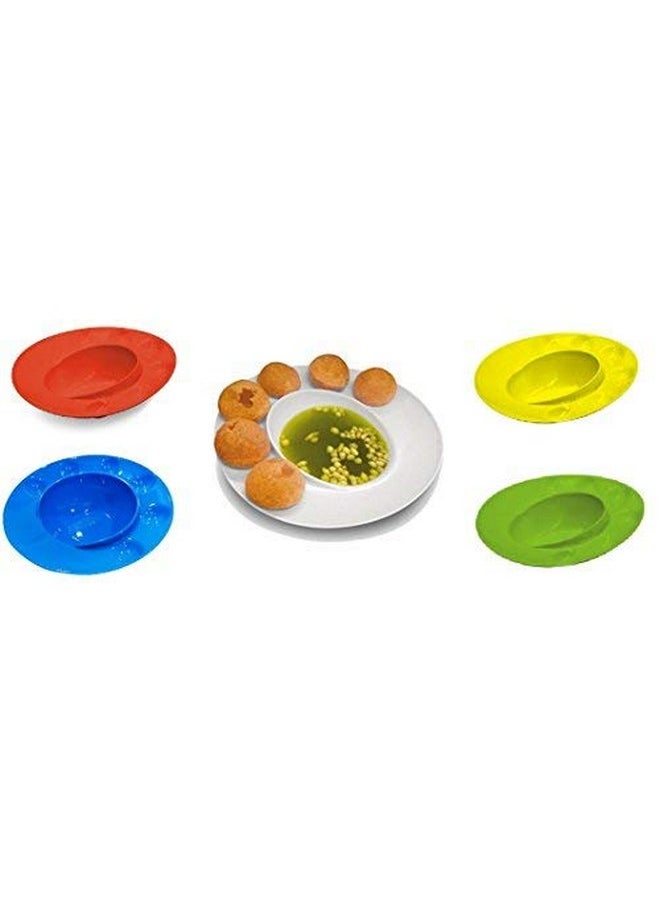 Panipuri Gol-Gappe Serving Plates, Food-Grade Plastic Plates (Pack Of 4, Assorted Color)