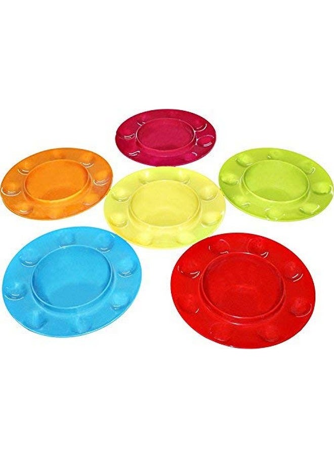 Panipuri Gol-Gappe Serving Plates, Food-Grade Plastic Plates (Pack Of 4, Assorted Color)