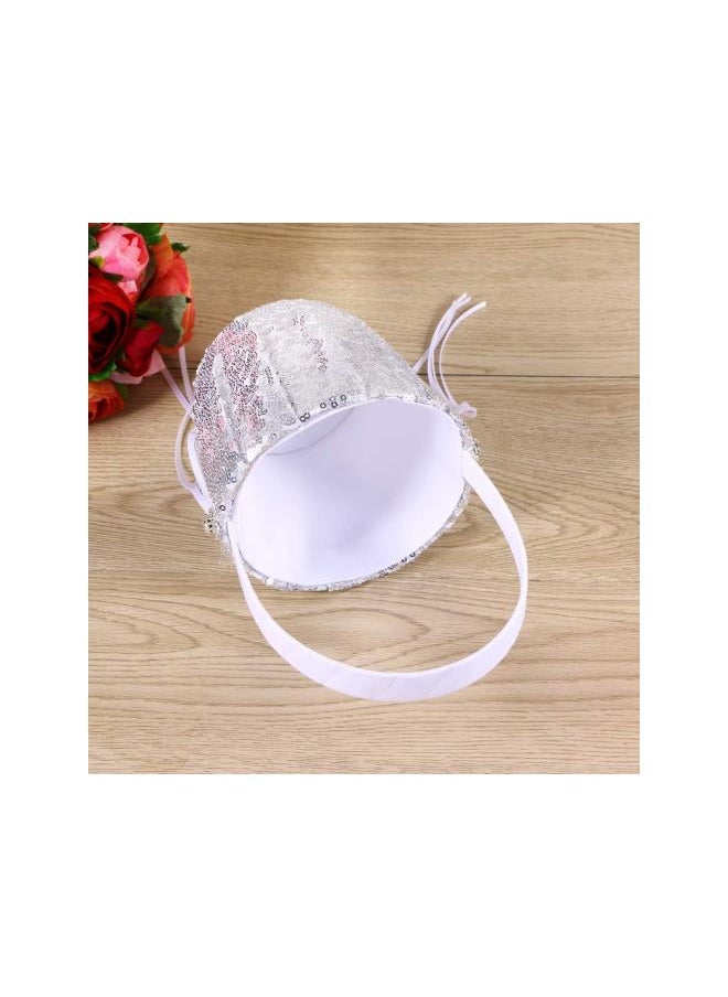 Wedding Flower Girl Basket Vintage Flower Basket with Sequins for Wedding Ceremony Party Silver