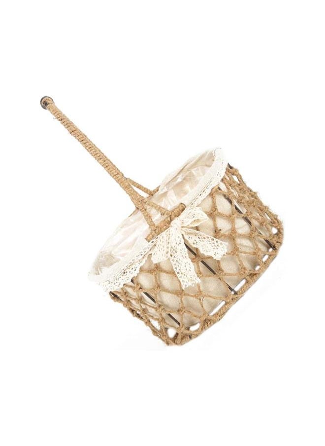 Easter Gift Basket Handle Hand Woven Flower Basket for Spring Easter Party Egg Candy Container Garden Flower Basket Decoration