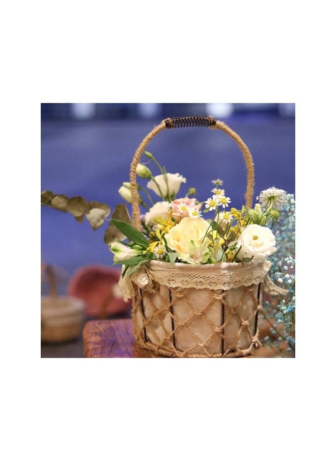 Easter Gift Basket Handle Hand Woven Flower Basket for Spring Easter Party Egg Candy Container Garden Flower Basket Decoration