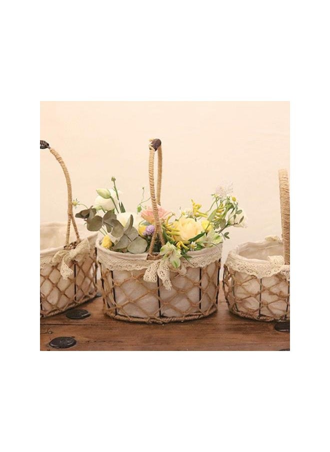 Easter Gift Basket Handle Hand Woven Flower Basket for Spring Easter Party Egg Candy Container Garden Flower Basket Decoration