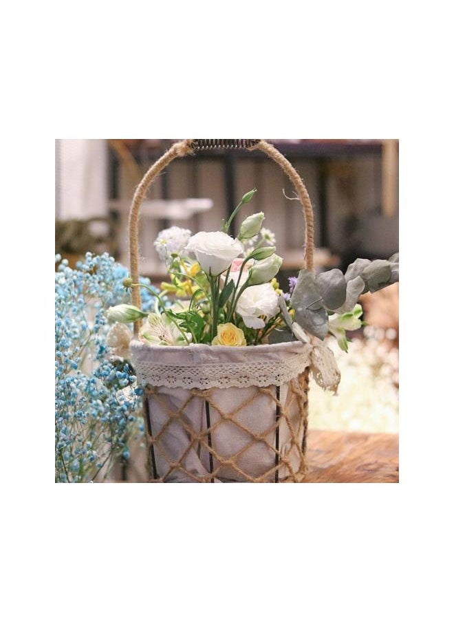 Easter Gift Basket Handle Hand Woven Flower Basket for Spring Easter Party Egg Candy Container Garden Flower Basket Decoration