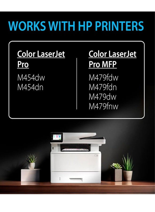 Office Maker Compatible Toner Cartridge With Chip 415A (Black Cyan Magenta Yellow) Compatible with Laserjet Pro MFP M479fdw M479fdn M479fdw M454dw M454dn Combo Pack