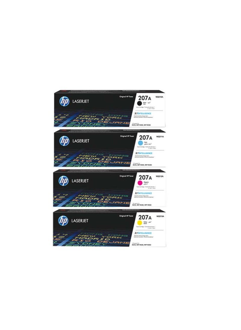 Pack of 4 HP 207A Original LaserJet Toner Cartridge | Works with HP Color Laserjet Pro M255 M282 M283 Black, Cyan, Yellow & Magenta