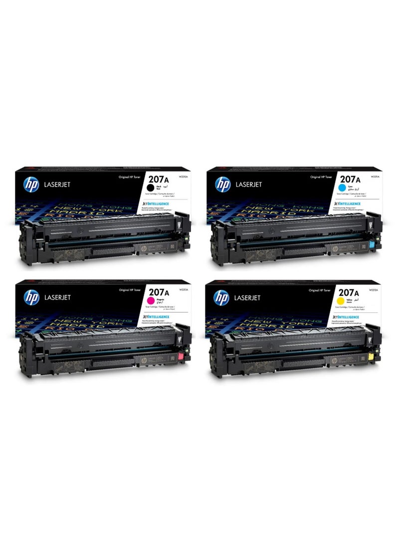 Pack of 4 HP 207A Original LaserJet Toner Cartridge | Works with HP Color Laserjet Pro M255 M282 M283 Black, Cyan, Yellow & Magenta