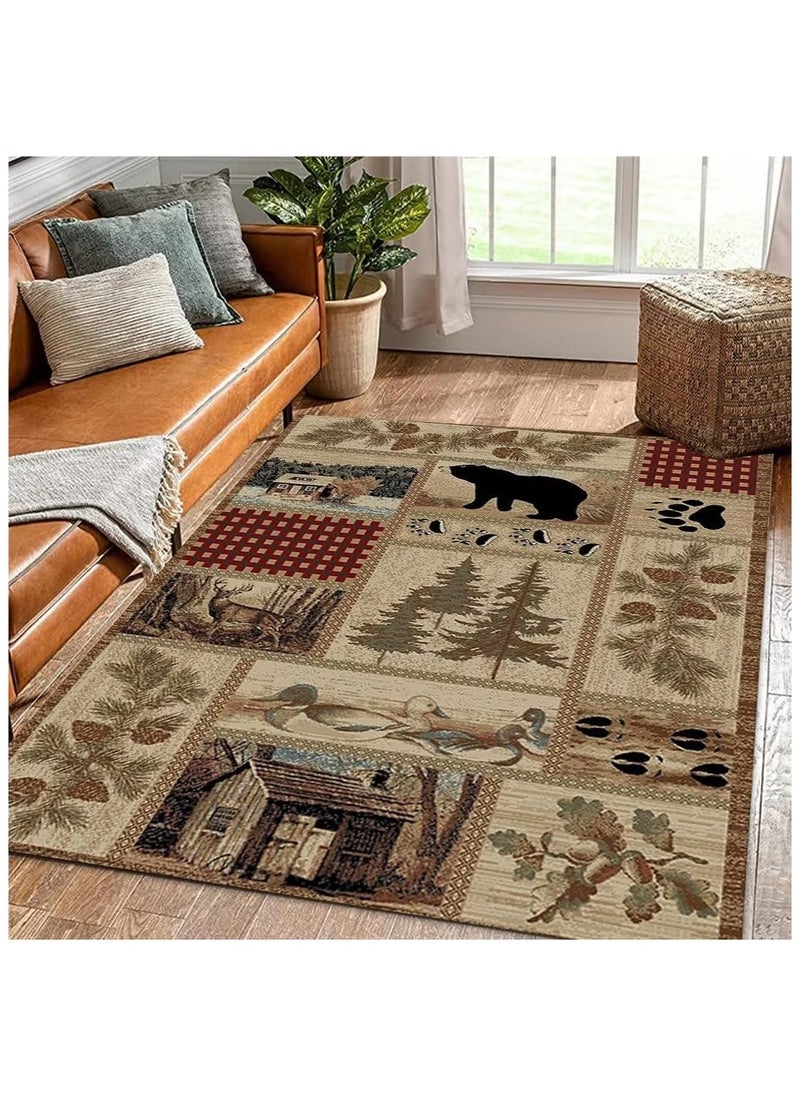 80 * 120cm Lordic Country Retro Living Room, Bedroom, Bedside Anti Slip And Wear Resistant Floor Mat