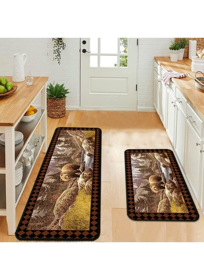 40*60+40*120cm Entryway Two-Piece Non-Slip Water-Washable Bath Mat Set for Bathroom and Kitchen