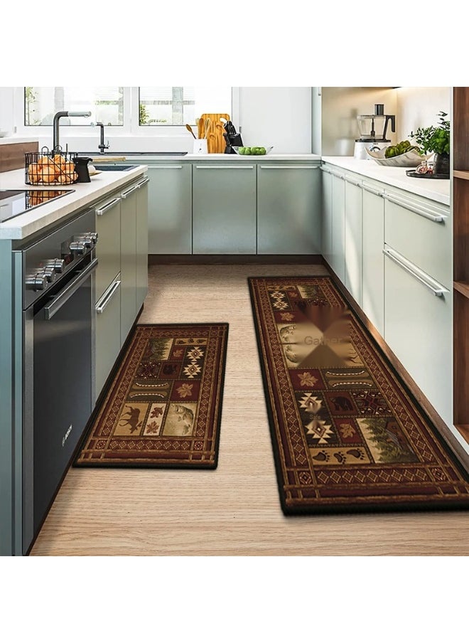 40x60 + 40x120cm Two-Piece Non-Slip Washable Area Mat Set for Entrance, Bathroom, and Kitchen