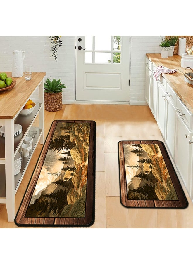 40*60 + 40*150cm Set of Two Non-Slip Water Washable Floor Mats for Entryway, Bathroom, and Kitchen