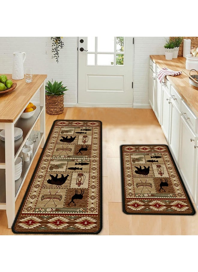 Two-Piece Non-Slip Bathroom Kitchen Entrance Mats Set - 40x60cm & 40x150cm, Washable and Durable