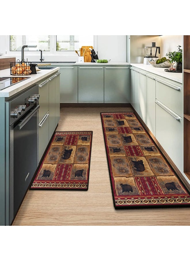 40x60 + 40x120cm Two-Piece Non-Slip Washable Area Mat Set for Entrance, Bathroom, and Kitchen