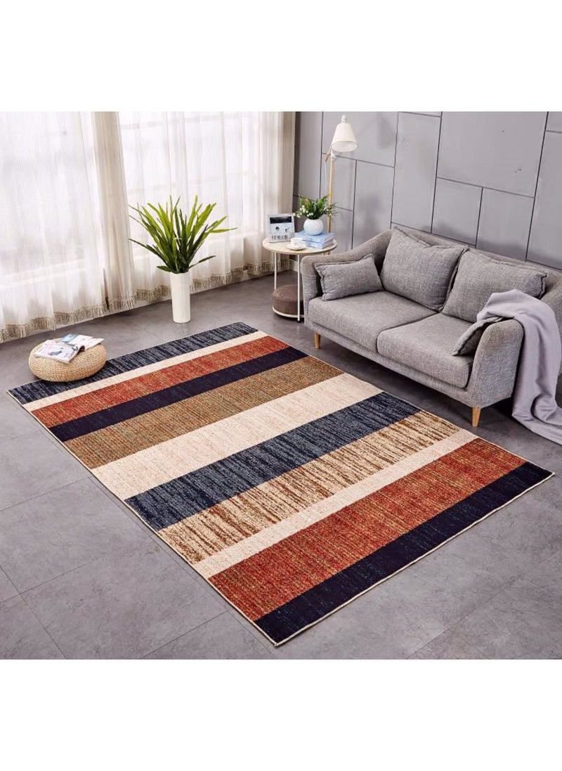 Warm Luxurious Modern Printed Rectangular Anti-Slip Carpet Polypropylene Multicolour 140x200cm