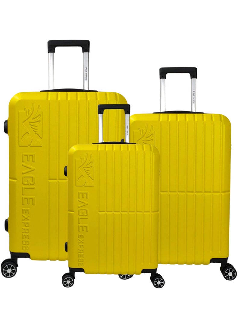 AURA ABS HARD TROLLEY 20,24,28 inch 3 Piece Set YELLOW