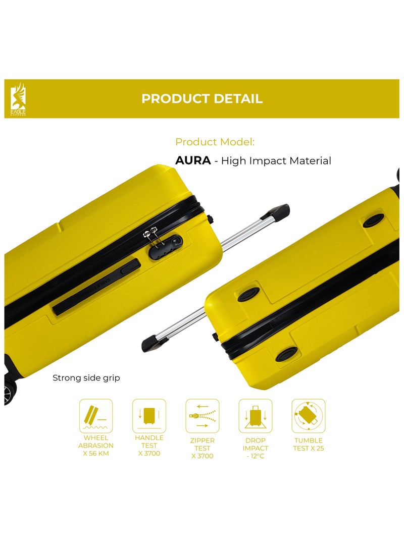 AURA ABS HARD TROLLEY 20,24,28 inch 3 Piece Set YELLOW