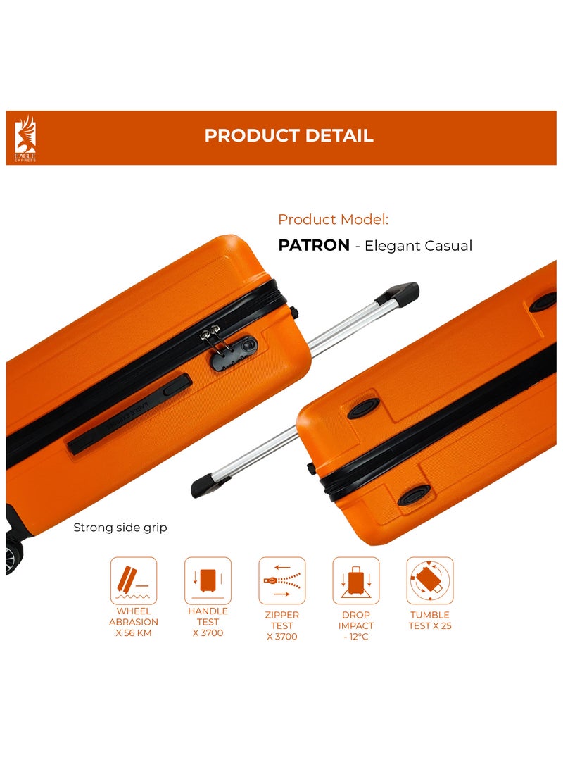 PATRON ABS HARD TROLLEY 20,24,28 inch 3 Piece Set ORANGE