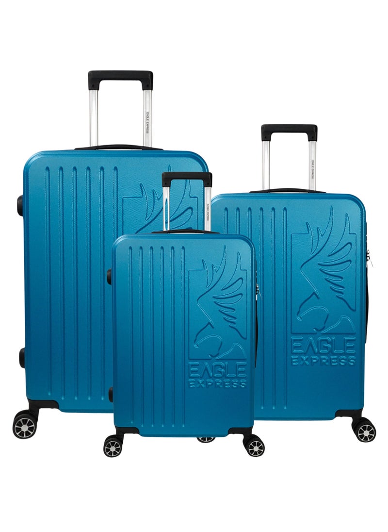 SUPERIOR ABS HARD TROLLEY 20,24,28 inch 3 Piece Set BLUE