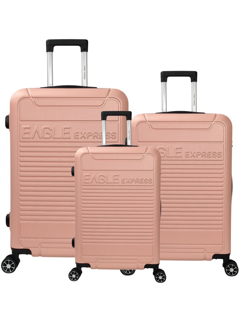 DEFENDER ABS HARD TROLLEY 20,24,28 inch 3 Piece Set BABY PINK