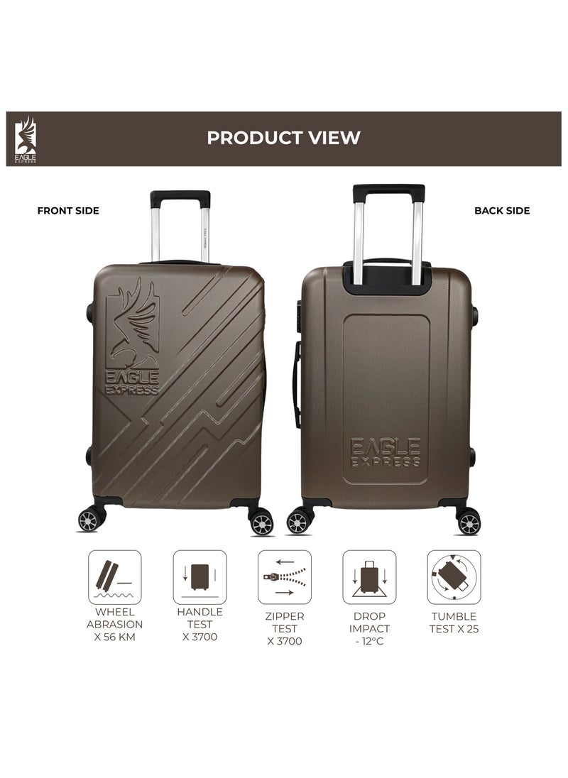 ROBUST ABS HARD TROLLEY 20,24,28 inch 3 Piece Set BROWN 3 Piece