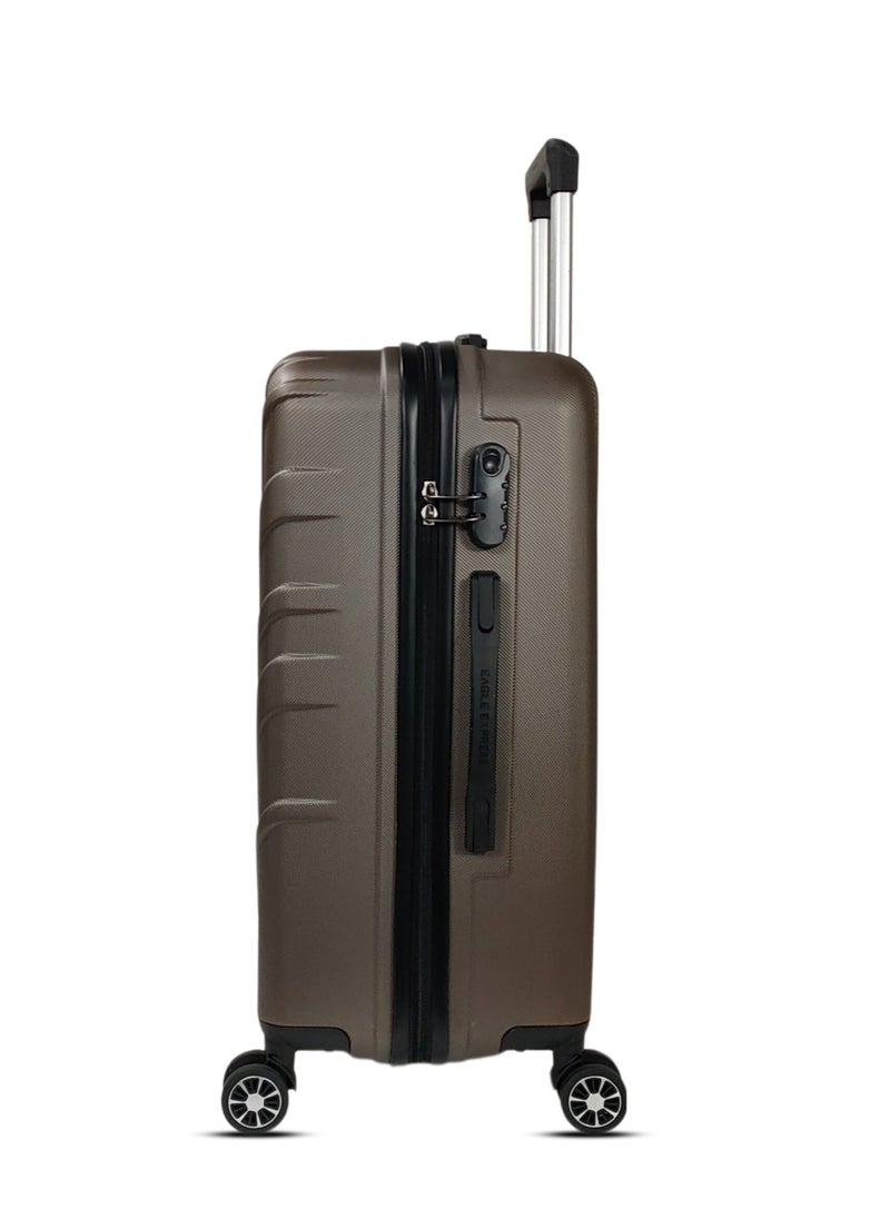 ROBUST ABS HARD TROLLEY 20,24,28 inch 3 Piece Set BROWN 3 Piece