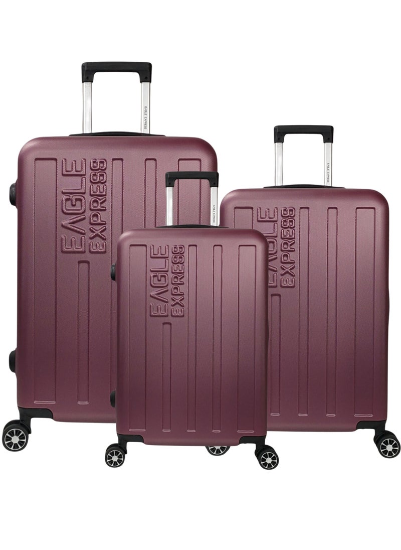 VENTURE ABS HARD TROLLEY 20,24,28 inch 3 Piece Set PURPLISH RED 3 Piece